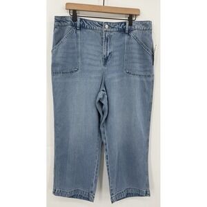 Talbots Jeans 16 Petite Blue Summerweight Straight Leg‎ Ankle Light Wash NEW